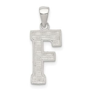 Sterling Silver, Sami Collection, Textured Block Initial F Pendant